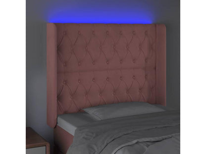 Pink LED Headboard 93x16x118/128 cm Velvet