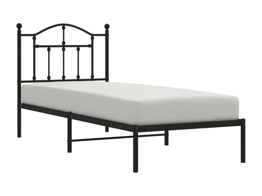 Metal bed frame with black headboard 80x200 cm