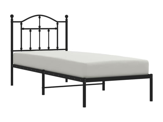 Metal bed frame with black headboard 80x200 cm