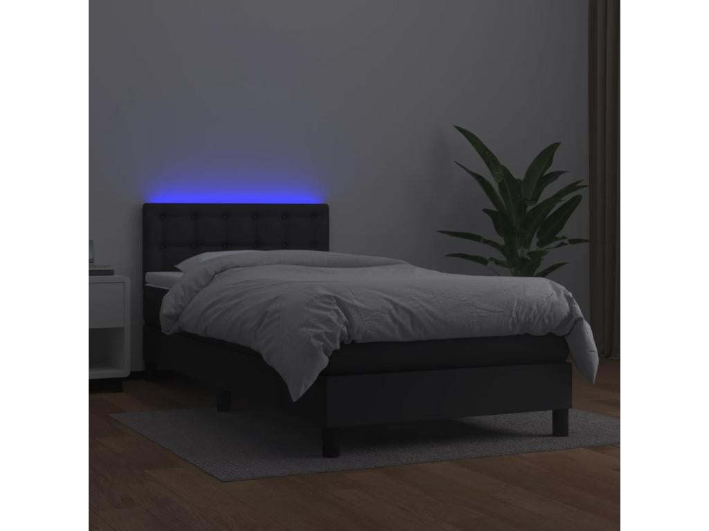 Meublita bed base with mattress and LED, black, 90x200 cm