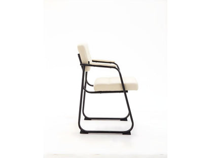 Chairs with armrests - Fabric / Matte black metal - Cream - Meublita B