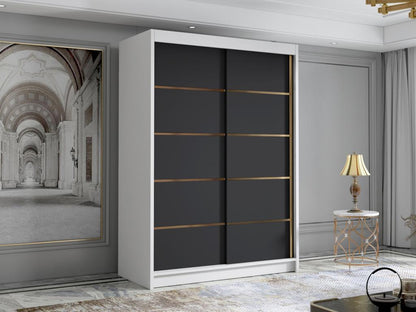 Meublita 188 Black - White Wardrobe 200x120x58cm Sliding Wardrobe Doors