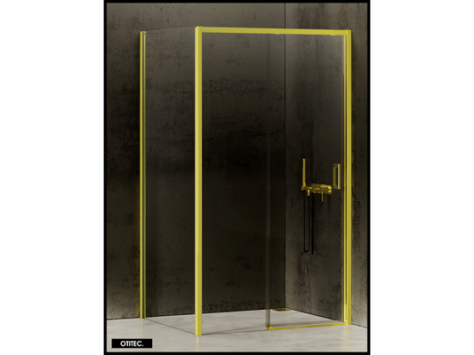 Shower Door with Side Panel - 120x90x200 - LIGHT GOLD - PREMIUM - LEFT