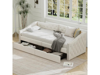 Trundle bed, single bed 90x200 cm with drawer, white