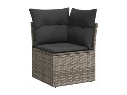 Meublita 9-piece garden furniture set with cushions, grey woven resin