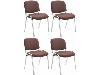 Set of 4 Conference Chairs - Fabric / Chrome Metal - Brown - Vertchez