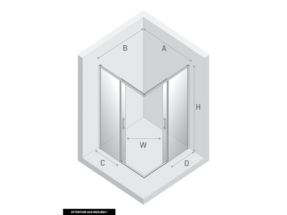 Sliding Shower Door with Side Panel - 120x70x200 - BRUSHED COPPER - PRIME