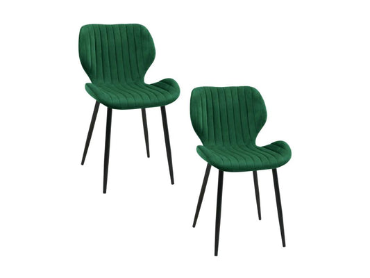 Set of 2 Meublita SJ.17 Bottle Green Velvet Upholstered Dining Chairs