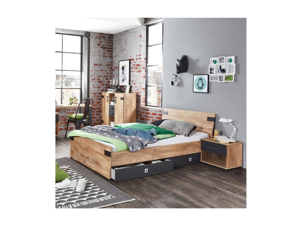 Chest of drawers with 2 doors, 2 drawers and 2 open shelves - W124 cm