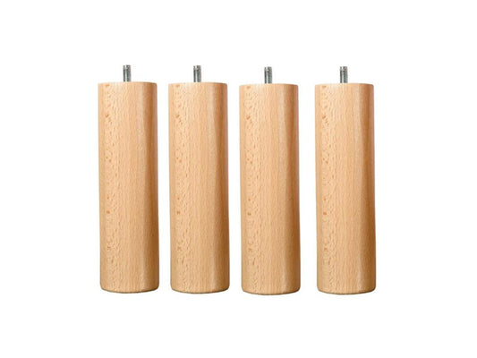 Meublita BEDDING - Set of 4 cylindrical wooden bed legs, 30 cm high
