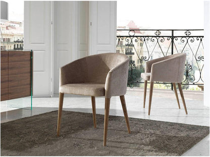 Meublita walnut wood and fabric armchair - Set of 2 - Meublita color 95