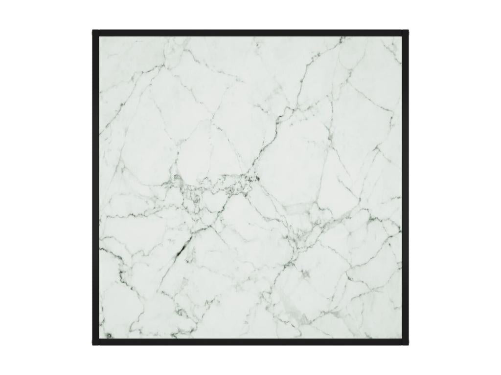 Black coffee table with white marble top, 90x90x50 cm