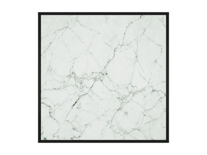 Black coffee table with white marble top, 90x90x50 cm