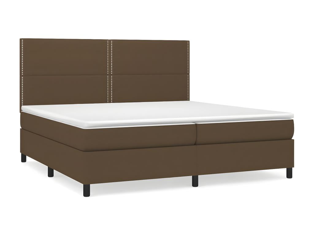 Upholstered bed base with mattress, dark brown, 200x200 cm