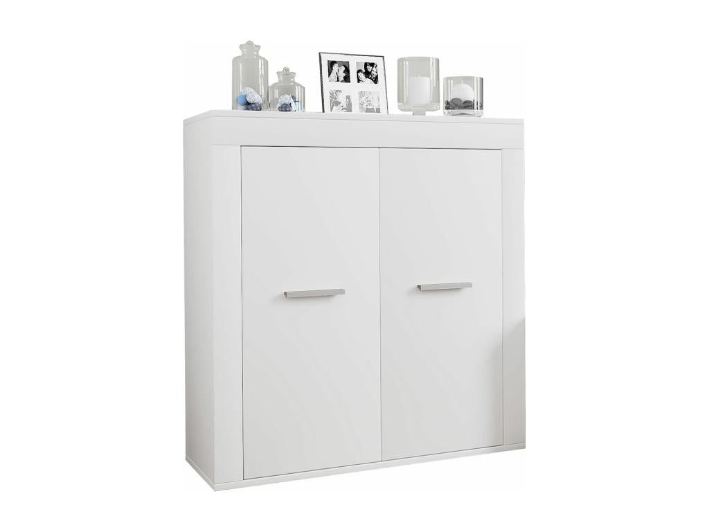 Meublita Wooden Chest of Drawers, Highboard, Usilo 2-Door Hinged Cabinet, White