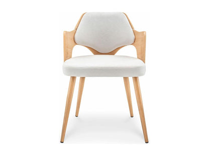 Set of 2 Dima Scandinavian chairs in light oak and beige bouclé fabric