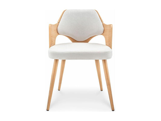 Set of 2 Dima Scandinavian chairs in light oak and beige bouclé fabric