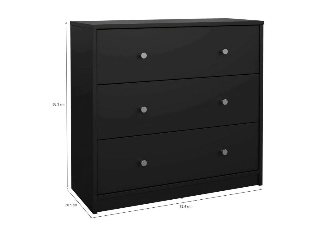 Meublita Chest of Drawers, Multipurpose Chest of Drawers, Bedroom Chest of Drawers, Furniture with Drawers, 72x30x68 cm, Black