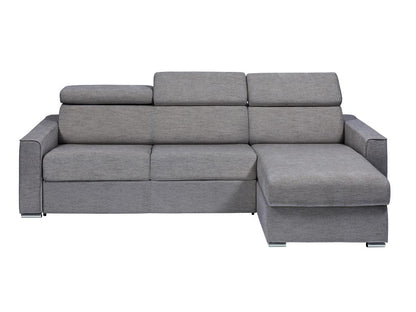 Reversible corner sofa bed in grey fabric - 160 cm sleeping area - 18 cm mattress - Meublita