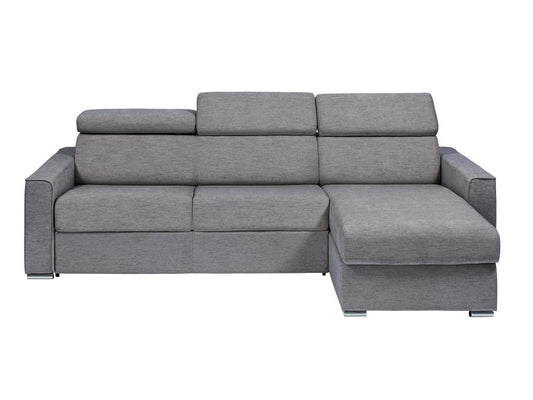 Reversible corner sofa bed in grey fabric - 160 cm sleeping area - 18 cm mattress - Meublita