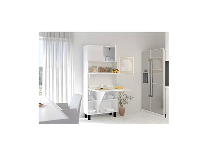 Convertible wardrobe/closet into a desk and table, Home Meublita, 175x80x32cm, "Homi-Matte White/Glossy White"
