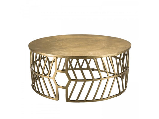 Meublita - Round coffee table 89x89cm gold aluminum with graphic base
