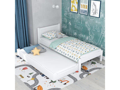 Wooden trundle bed N02 White 100x190