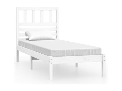 White Bed Solid Pine Wood 75x190 Small Single 4