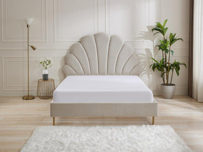 Seashell bed 140x190 cm - Fabric - Beige - Meublita