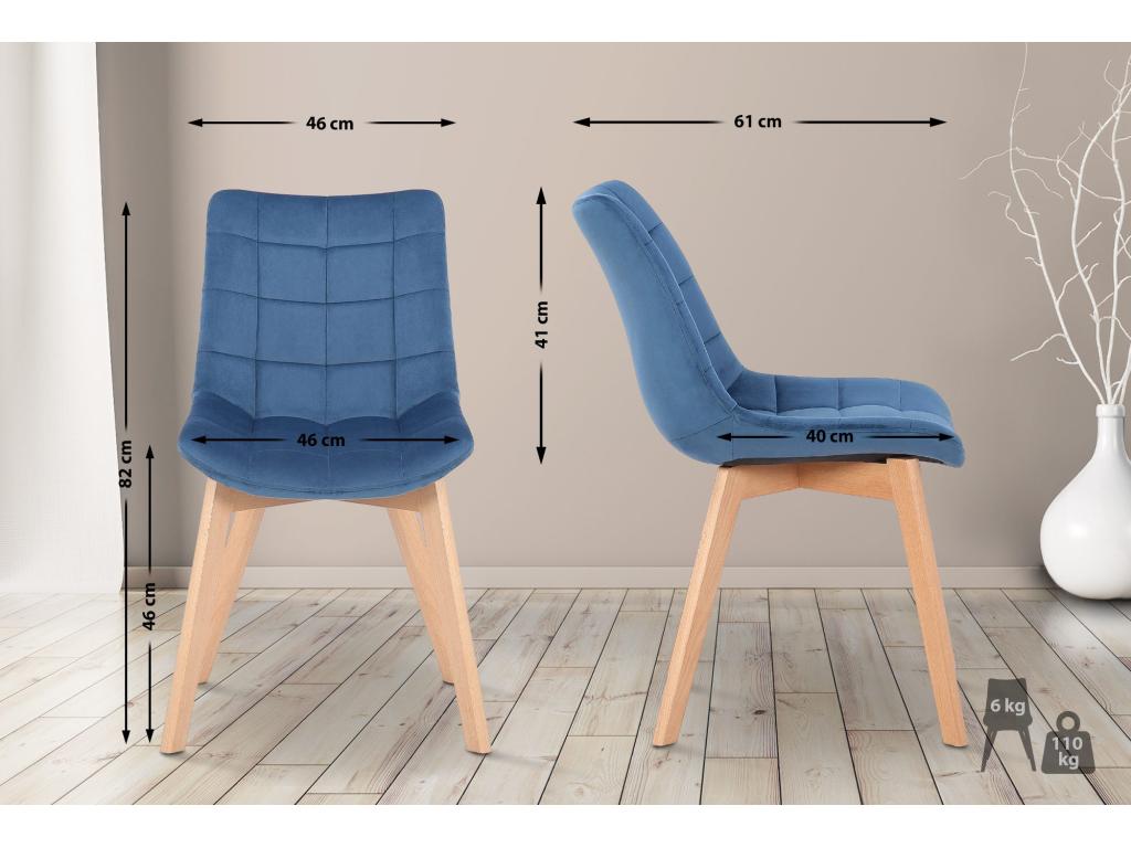 Dining chair - Velvet / Black - Blue - Passaic