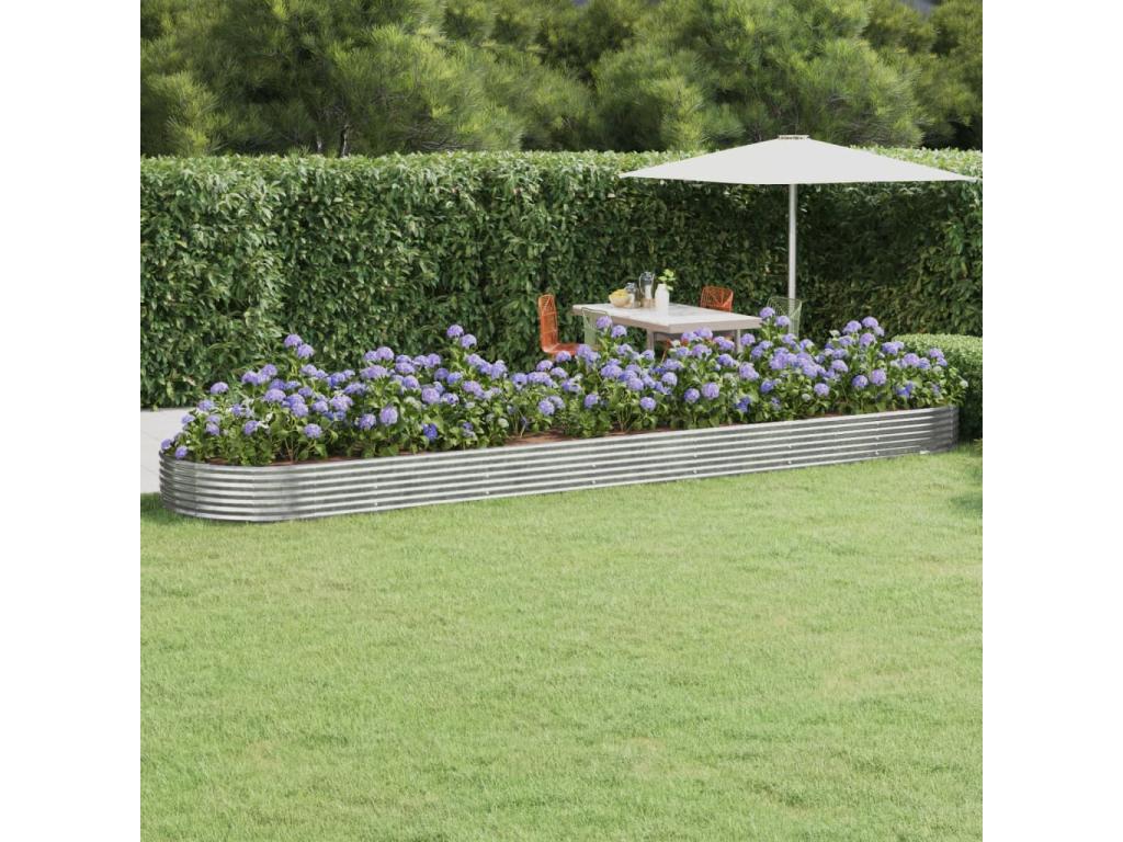 Raised garden bed, powder-coated steel, silver