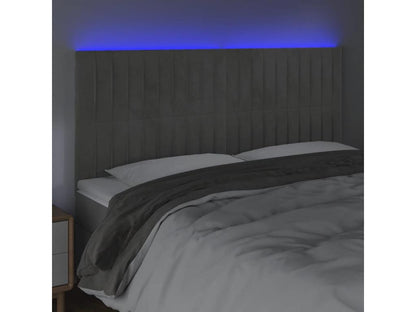 Light Grey LED Headboard 180x5x118/128 cm Velvet
