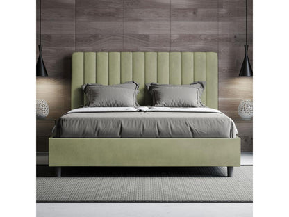Meublita Upholstered Double Bed with Storage 140x200cm, Green Microfiber