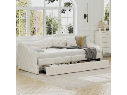 Trundle bed, single bed 90x200 cm with drawer, white