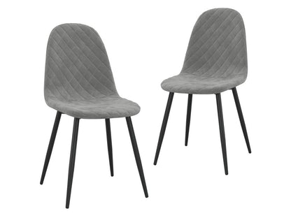 Meublita chair with black metal legs and light grey velvet seat - Set of 2