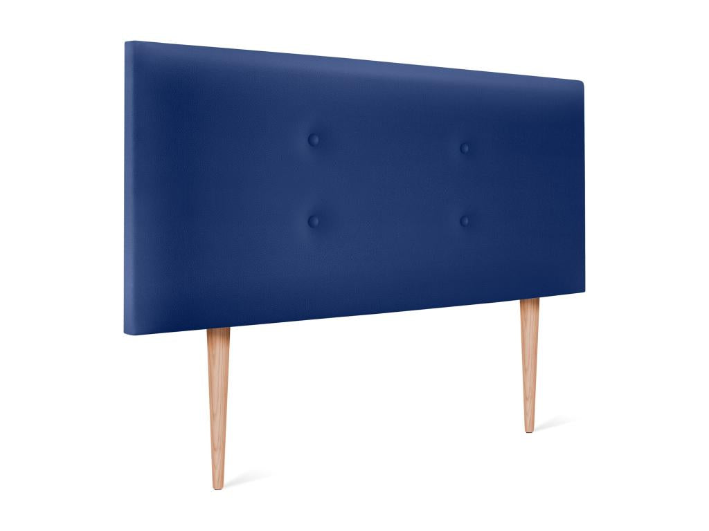 Meublita Faux Leather Headboard with 2 Buttons, 105x105cm, with Legs, 105cm Beds - Blue