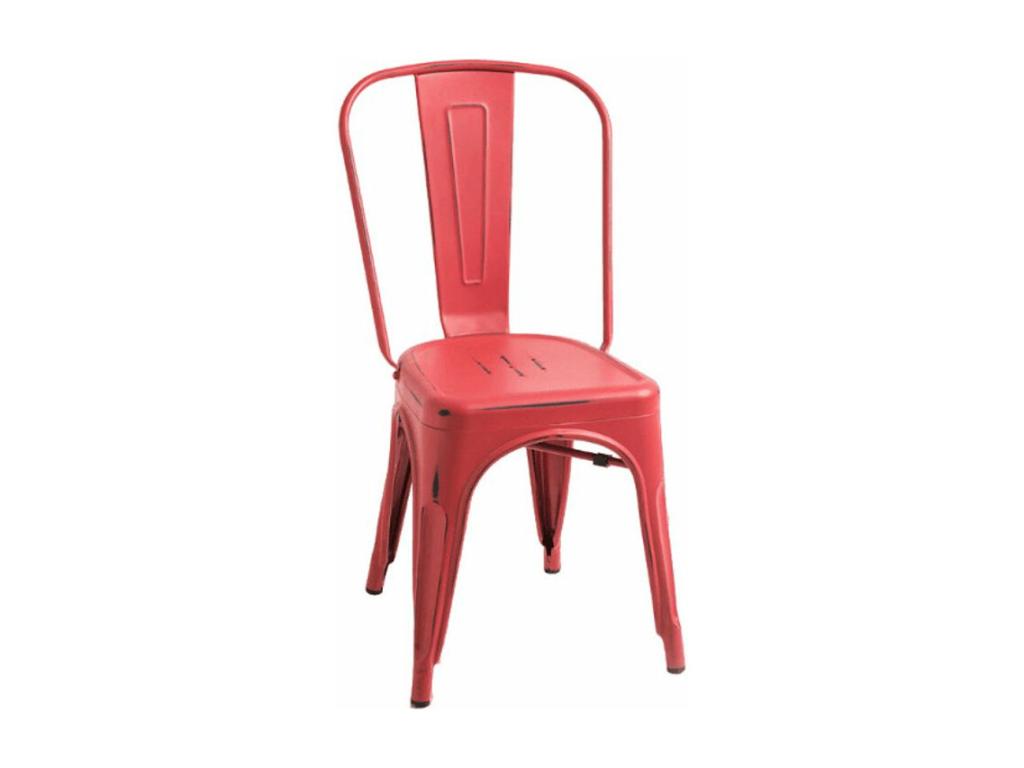 Kontoir Vintage Industrial Steel Chair - Red