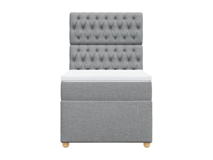 Meublita bed base with light grey mattress 90x200 cm fabric