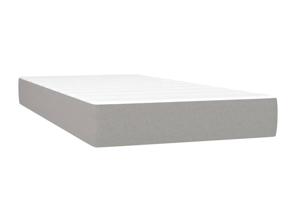 Upholstered bed base with mattress, light grey, 200x200 cm, fabric, 3