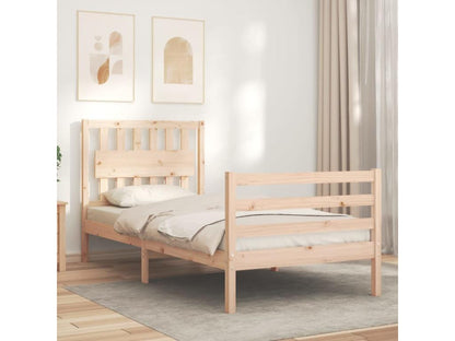 Bed frame with simple solid wood headboard