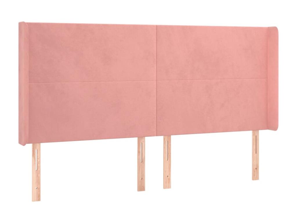 Pink Headboard with Wings 183x16x118/128 cm Velvet