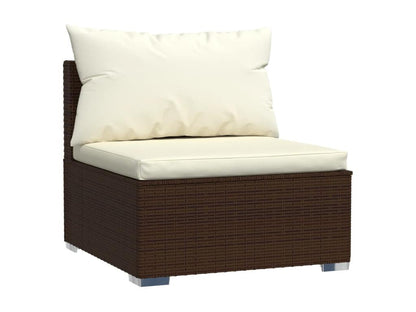 8-piece garden furniture set with cushions, brown woven resin