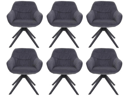 Set of 6 Meublita-K28 dining chairs - upholstered kitchen chair with armrests - swivel - metal - fabric/tex