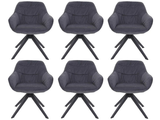 Set of 6 Meublita-K28 dining chairs - upholstered kitchen chair with armrests - swivel - metal - fabric/tex