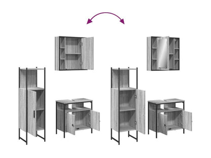 Meublita 3-piece bathroom cabinet set, grey