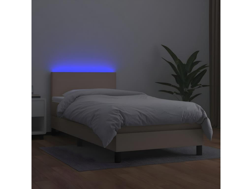 Meublita bed base with mattress and LED Cappuccino 80x200cm