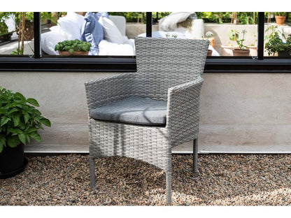 Meublita garden chair with grey garden cushion.