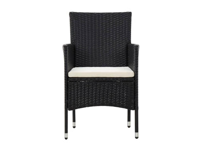 4-piece garden furniture set with cushions, black woven resin