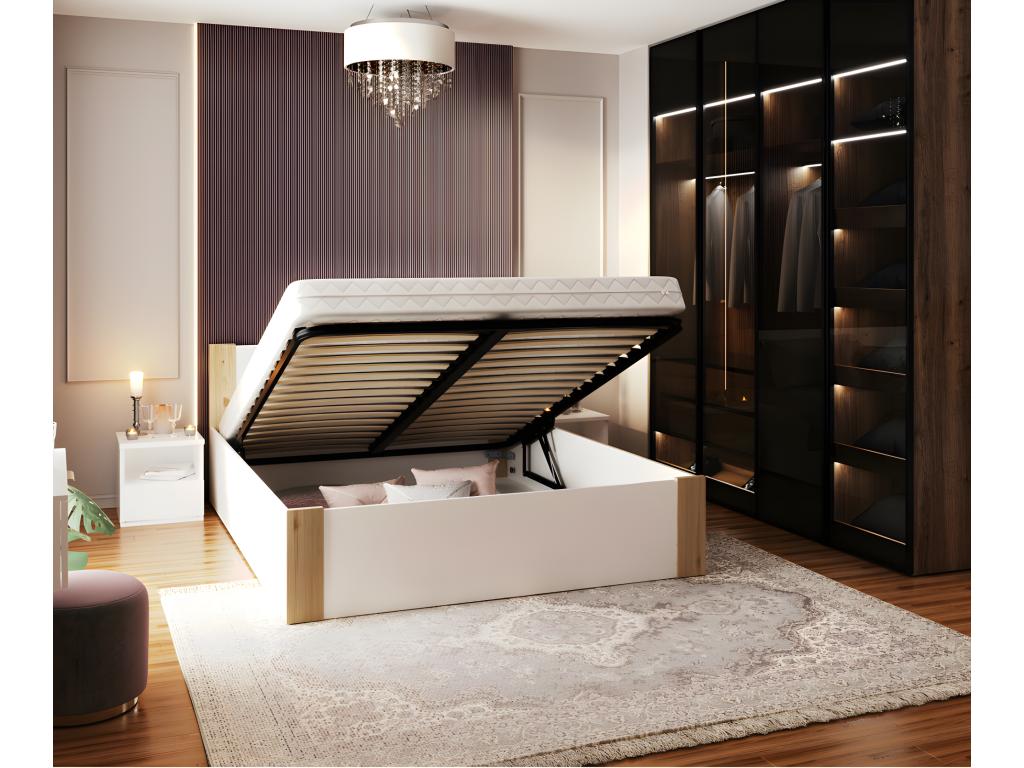 Meublita 160x200 bed with storage - Slatted base included - Pine - white