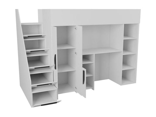 Meublita 192 Unique White High Bed 90x200 Laminate Slatted Base 120x247x166cm